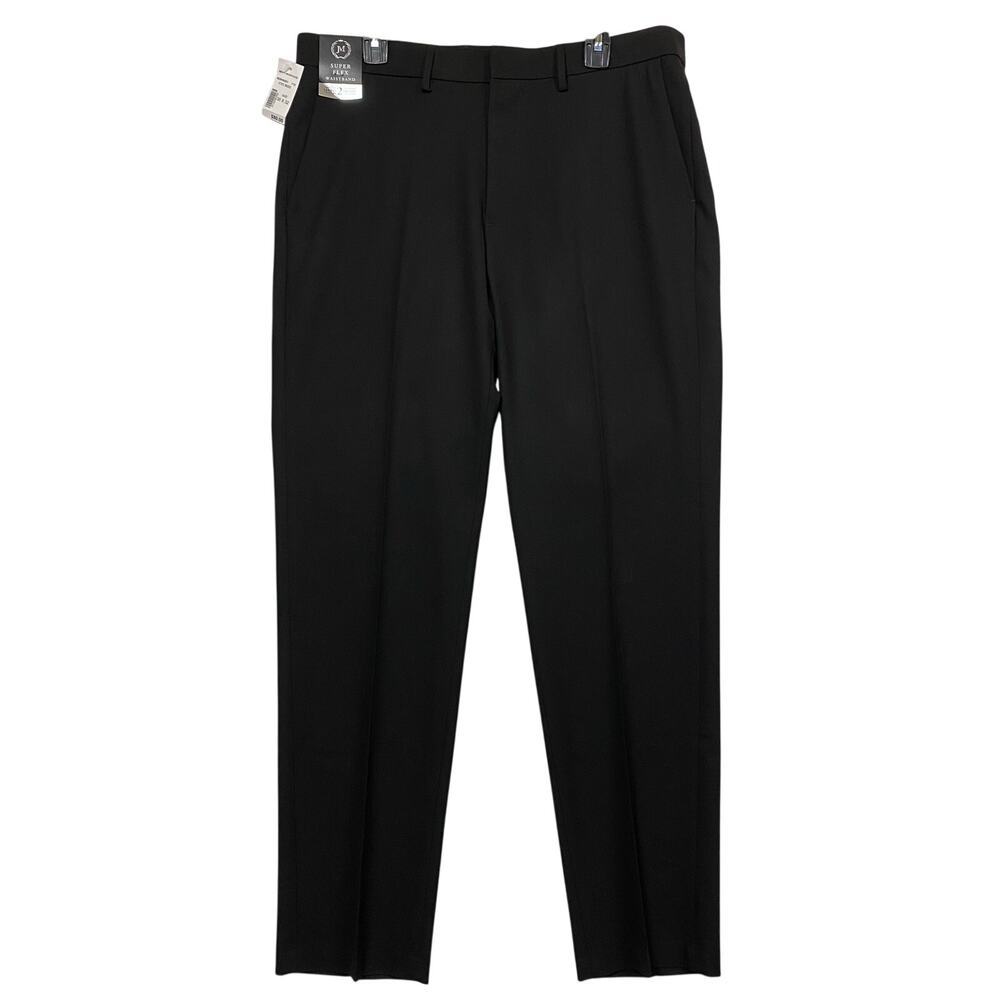 HAGGAR J M Premium Dress Pants Slim Super Flex Waist 2" Stretch Black 36x32